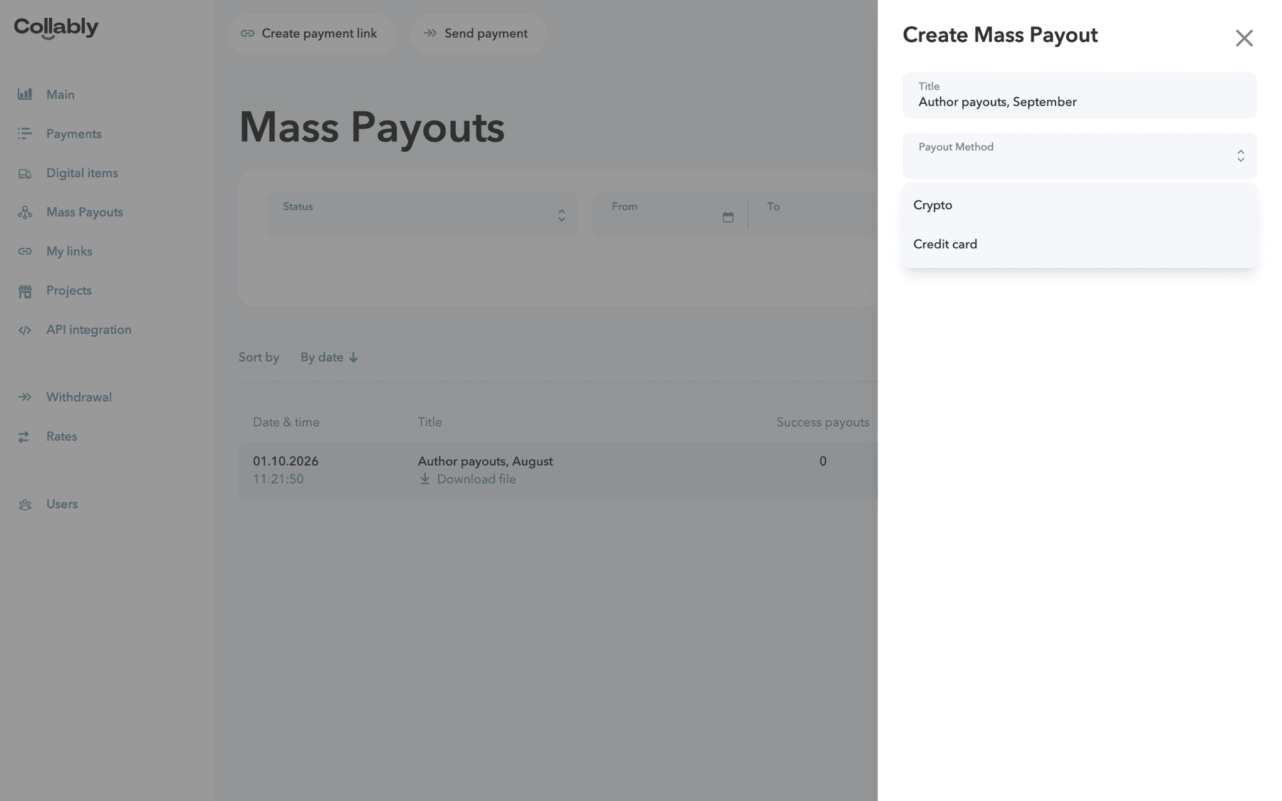 Choosing the payout method