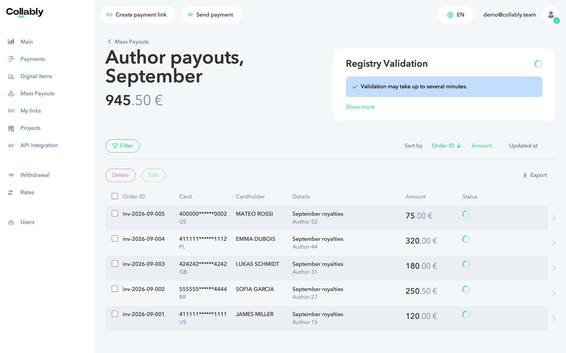 A new registry during validation